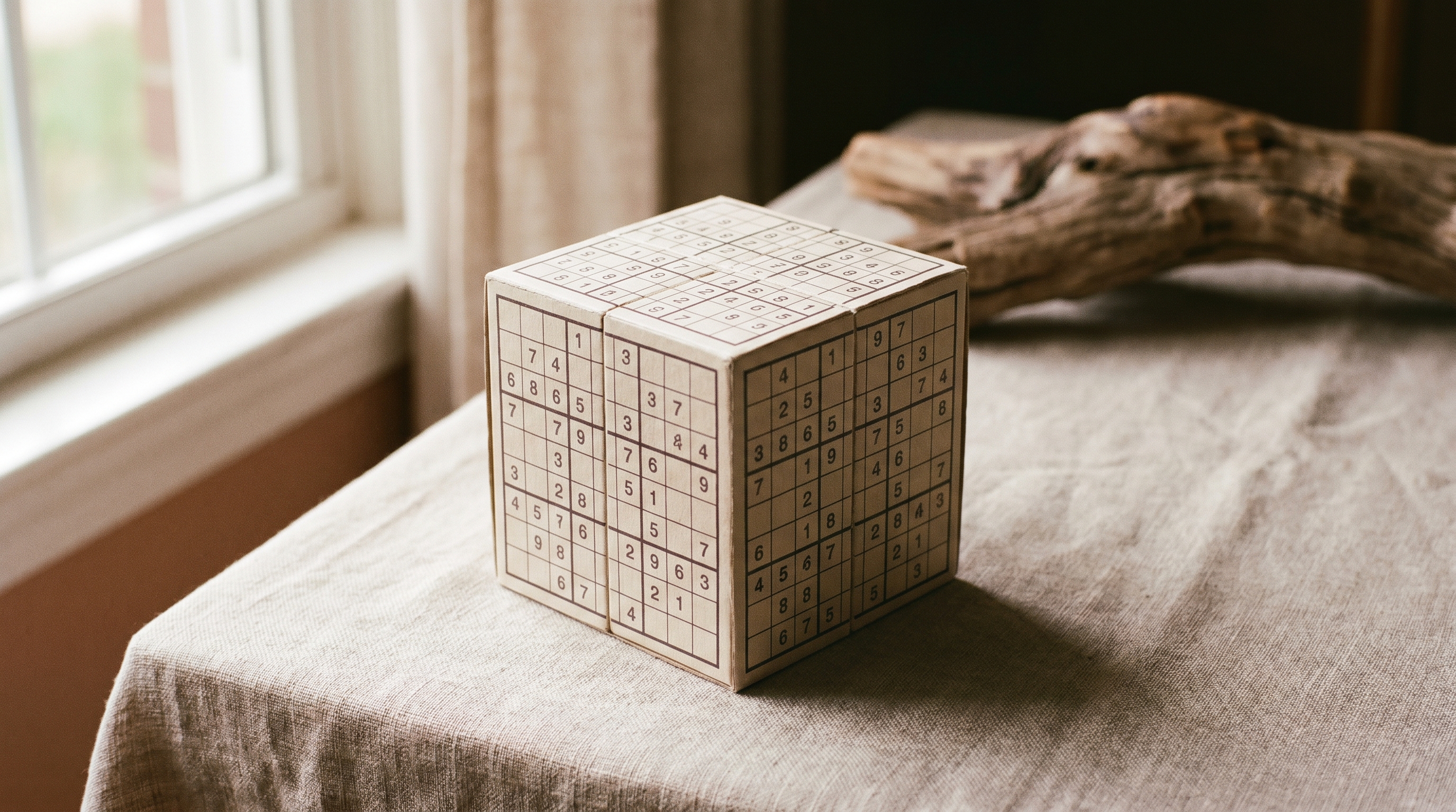 Hero · cube on linen